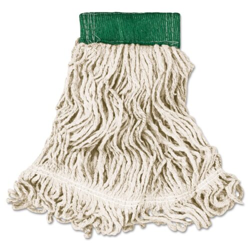 Rubbermaid Commercial Super Stitch Looped-End Wet Mop Head, CottonSynthetic, Medium, GreenWhite (RCPD252WHI)