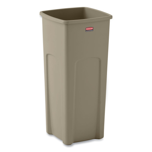 Rubbermaid Commercial Untouchable Square Waste Receptacle, 23 gal, Plastic, Beige (RCP356988BG)