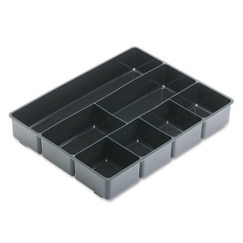 Rubbermaid Extra Deep Desk Drawer Director Tray, Seven Compartments, 11.88 x 15 x 2.5, Plastic, Black (RUB11906ROS)