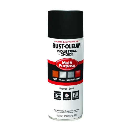 Rust-Oleum Industrial Choice 1600 System Multi-Purpose Enamel Spray Paint, Ultra-Flat Black, 12 oz Aerosol Can, 6Carton (RST1676830V)