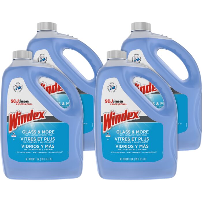 Windex Glass Cleaner with Ammonia-D, 1 gal Bottle, 4/Carton (SJN696503)