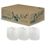 Livi VPG Select Hard Wound Roll Towel, 1-Ply, 8" x 800 ft, White, 6/Carton (SOL46529)