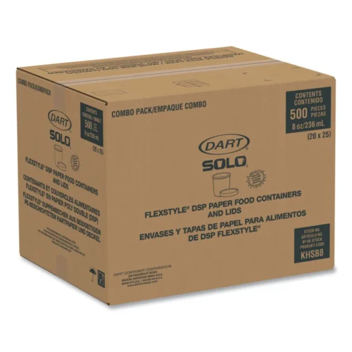 SOLO Flexstyle Double Poly Food Combo Packs, 8 oz, Symphony, Paper, 25Pack, 10 PacksCarton (SCCKHSB8ASYM)