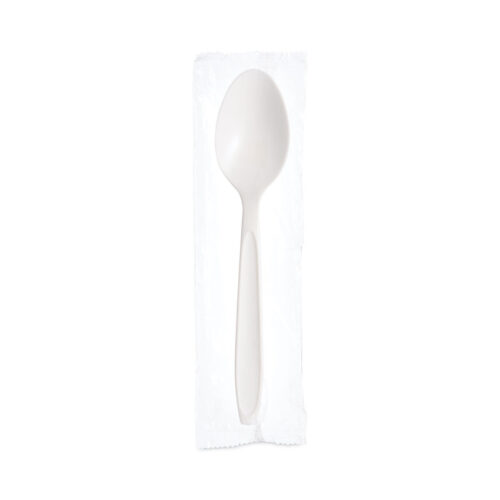 SOLO Reliance Mediumweight Cutlery, Teaspoon, Individually Wrapped, White, 1,000Carton (SCCRSW3)