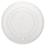 SOLO Straw-Slot Cold Cup Lids, Fits 10 oz Cups, Clear, 100 Pack, 25 PacksCarton (DCC600TS)