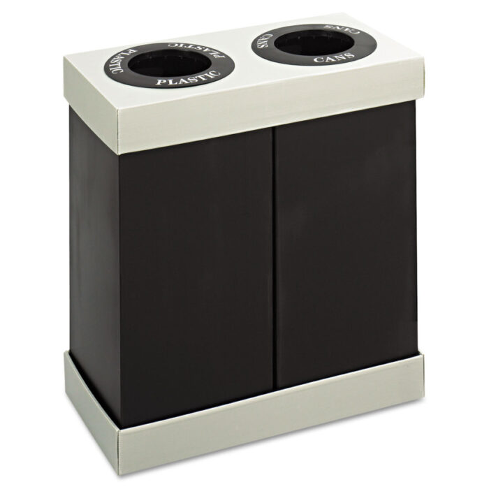 Safco At-Your-Disposal Recycling Center, Two 28 gal Bins, Polyethylene, Black (SAF9794BL)