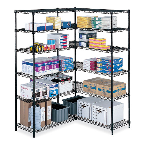 Safco Industrial Add-On Unit, Four-Shelf, 36w x 18d x 72h, Steel, Black (SAF5286BL)