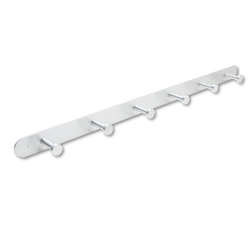 Safco Nail Head Wall Coat Rack, Six Hooks, Metal, 36w x 2.75d x 2h, Satin (SAF4202)