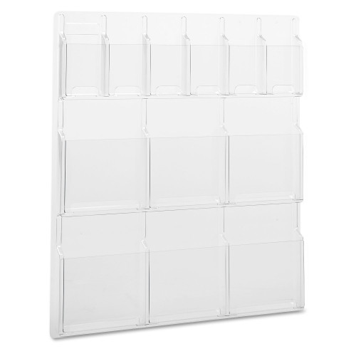 Safco Reveal Clear Literature Displays, 12 Compartments, 30w x 2d x 34.75h, Clear (SAF5606CL)