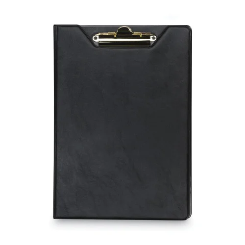 Samsill Value Padfolio, Heavyweight Sealed Vinyl, Brass Clip, Inside Front Pocket, Black (SAM71410)