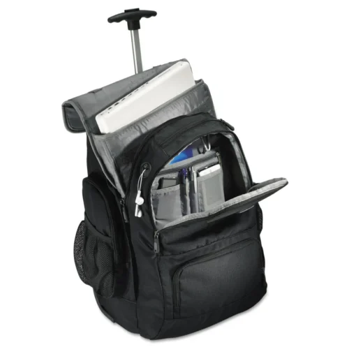 Samsonite Rolling Backpack, Fits Devices Up to 15.6, Polyester, 14 x 8 x 21, BlackCharcoal (SML178961053)