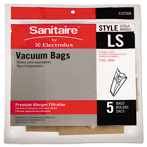 Sanitaire Commercial Upright Vacuum Cleaner Replacement Bags, Style LS, 5Pack (EUR63256A10)
