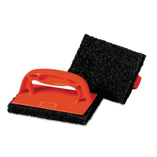 Scotch-Brite Scotchbrick Griddle Scrubber 9537, 4 x 6 x 3, RedBlack, 12Carton (MMM59203)