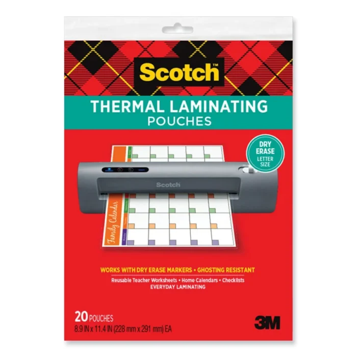 Scotch Laminating Pouches, 3 mil, 8.9 x 11.4, Clear, 20Pack (MMMTP385420DE)