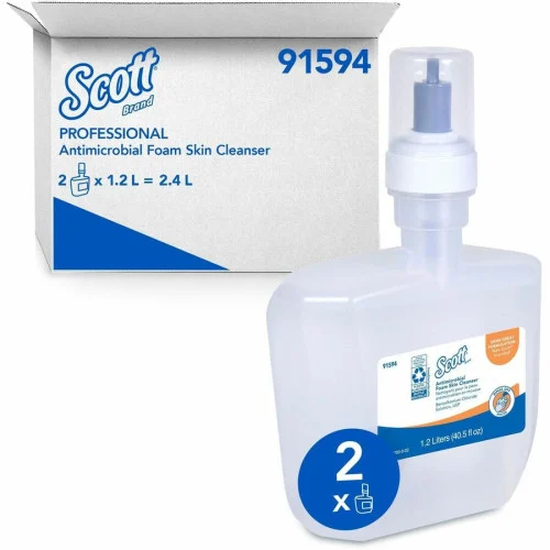 Scott Antimicrobial Foam Skin Cleanser Refill, Fresh Scent, 1,200 mL, 2Carton (KCC91594)