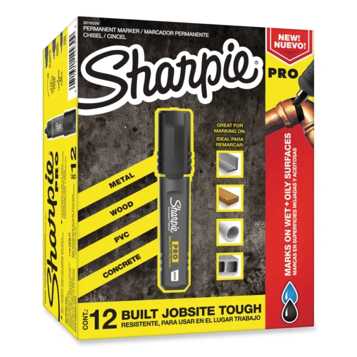 Sharpie Pro Permanent Marker, Broad Chisel Tip, Black, Dozen (SAN2018326A)