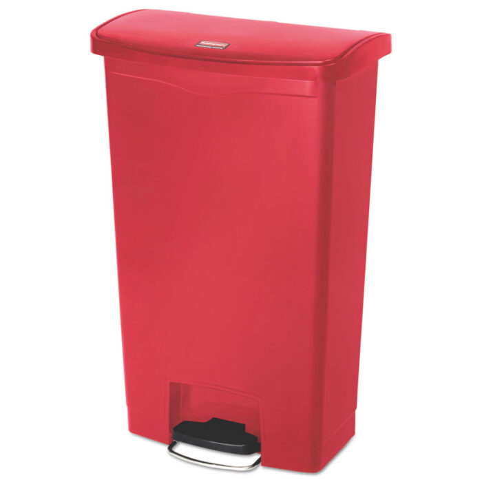 Slim Jim Streamline Resin Step-On Container, Front Step Style, 18 gal, Polyethylene, Red (RCP1883568)