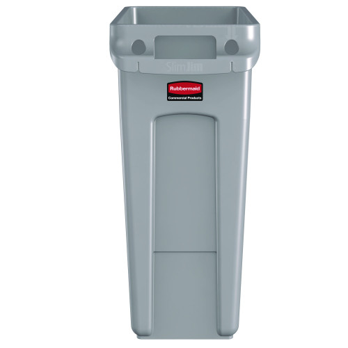 Slim Jim Waste Container with Handles, 16 gal, Plastic, Light Gray (RCP1971258)