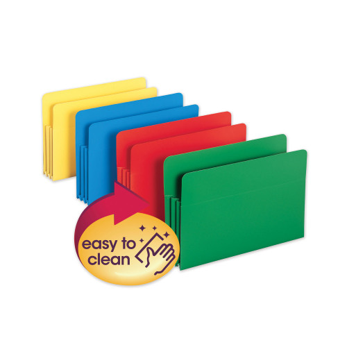 Smead Poly Drop Front File Pockets, 3.5 Expansion, Legal Size, Assorted Colors, 4Box (SMD73550)