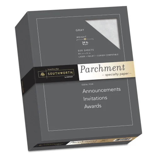 Southworth Parchment Specialty Paper, 24 lb Bond Weight, 8.5 x 11, Gray, 500Ream (SOU974C)