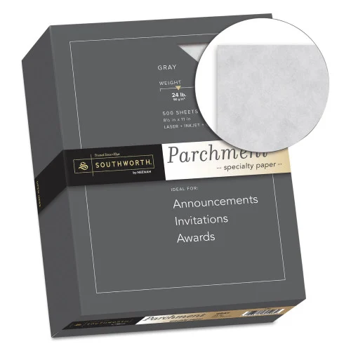 Southworth Parchment Specialty Paper, 24 lb Bond Weight, 8.5 x 11, Gray, 500Ream (SOU974C)