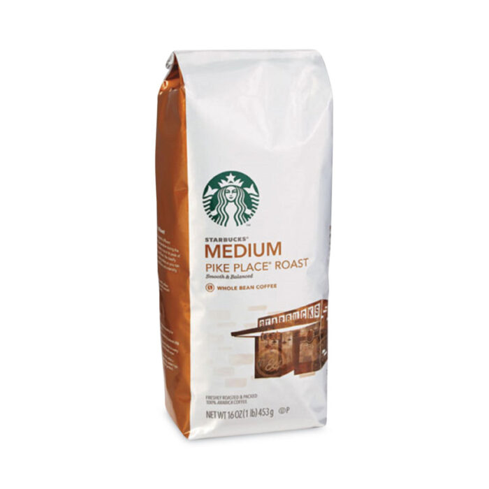 Starbucks Whole Bean Coffee, Pike Place Roast, 1 lb Bag, 6Carton (SBK11017854CT)