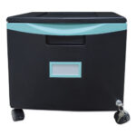 Storex Single-Drawer Mobile Filing Cabinet, 1 LegalLetter-Size File Drawer, BlackTeal, 14.75 x 18.25 x 12.75 (STX61270U01C)