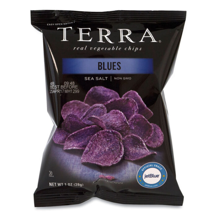 TERRA Real Vegetable Chips Blue, Blues Sea Salt, 1 oz Bag, 24 BagsBox (GRR20902474)