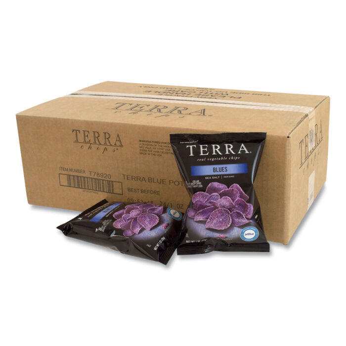 TERRA Real Vegetable Chips Blue, Blues Sea Salt, 1 oz Bag, 24 BagsBox (GRR20902474)