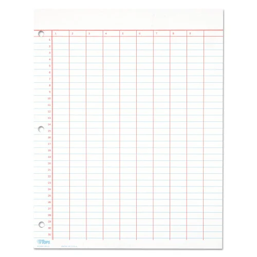 TOPS Data Pad with Numbered Column Headings, DataLab-Record Format, WideLegal Rule, 10 Columns, 8.5 x 11, White, 50 Sheets (TOP3619)