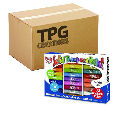 TPG Creations Kwik Stix Tempera Paint Set, 30 Assorted Colors, 30Pack, 6 PacksCarton (TPG68106)