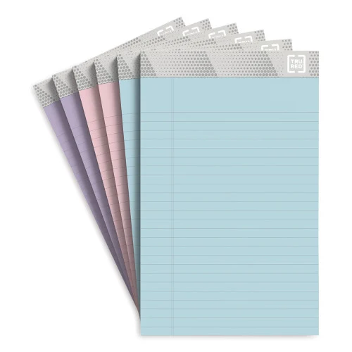 TRU RED Notepads, Narrow Rule, 50 Assorted Pastel-Color 5 x 8 Sheets, 6Pack (TUD24419914)