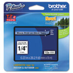 TZe Standard Adhesive Laminated Labeling Tape, 0.23 x 26.2 ft, Black on Clear (BRTTZE111)