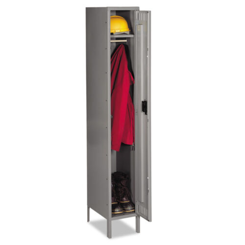 Tennsco Single-Tier Locker with Legs, One Locker with Hat Shelf and Coat Rod, 12w x 18d x 78h, Medium Gray (TNNSTS1218721MG)