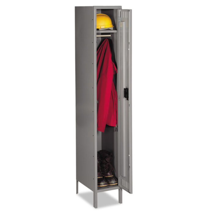 Tennsco Single-Tier Locker with Legs, One Locker with Hat Shelf and Coat Rod, 12w x 18d x 78h, Medium Gray (TNNSTS1218721MG)