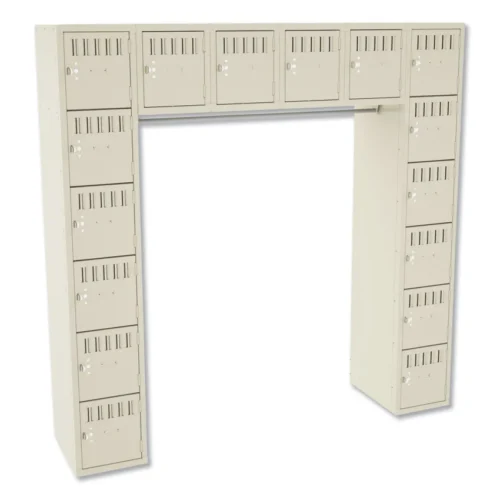 Tennsco Sixteen Box Compartments and Coat Bar, 72w x 18d x 72h, Sand (TNNSRS721872ASD)