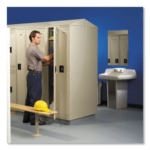 Tennsco Sixteen Box Compartments and Coat Bar, 72w x 18d x 72h, Sand (TNNSRS721872ASD)