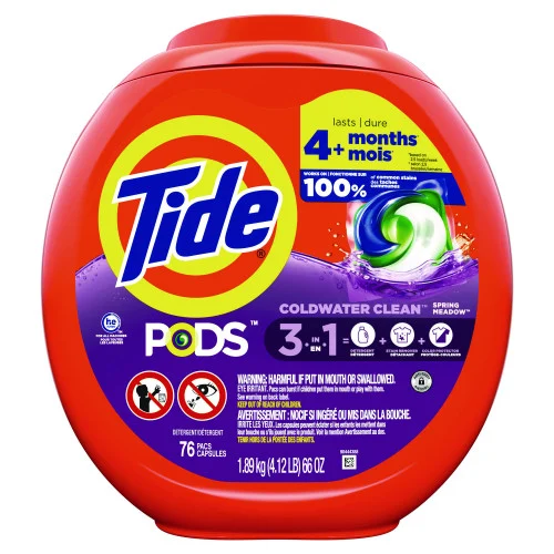 Tide PODS Laundry Detergent, Spring Meadow, 66 oz Tub, 76 PacsTub, 4 TubsCarton (PGC09166CT)