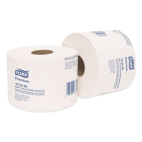 Tork Premium Bath Tissue Roll with OptiCore, Septic Safe, 2-Ply, White, 800 SheetsRoll, 36Carton (TRK106390)