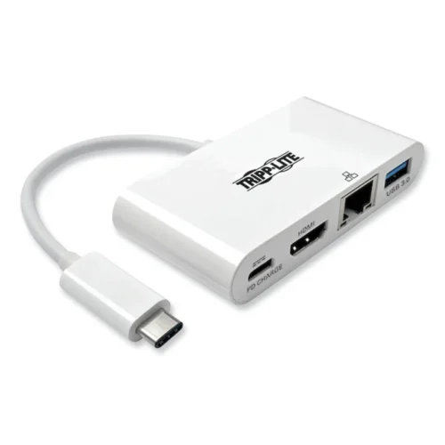 Tripp Lite USB 3.1 Gen 1 USB-C to HDMI Adapter, USB-AUSB-C PD ChargingGigabit Ethernet, 3, White (TRPU44406NHGUC)