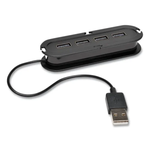 USB 2.0 Ultra-Mini Compact Hub with Power Adapter, 4 Ports, Black (TRPU222004R)