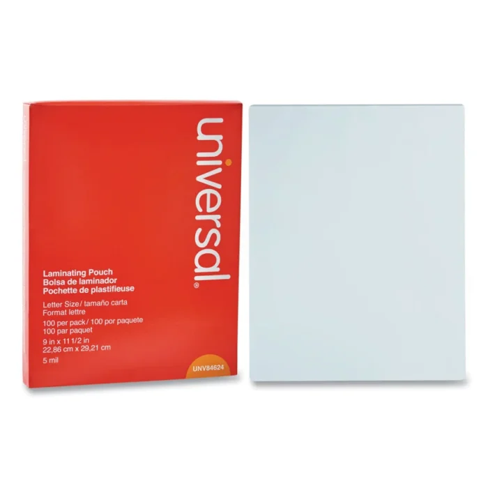 Universal Laminating Pouches, 5 mil, 9 x 11.5, Gloss Clear, 100Pack (UNV84624)