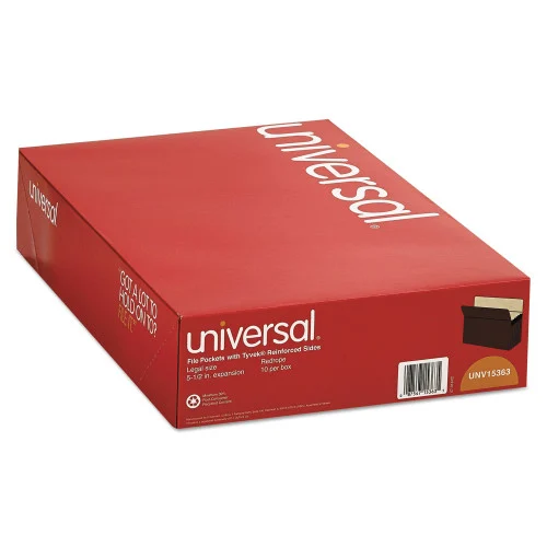 Universal Redrope Expanding File Pockets, 5.25 Expansion, Legal Size, Redrope, 10Box (UNV15363)
