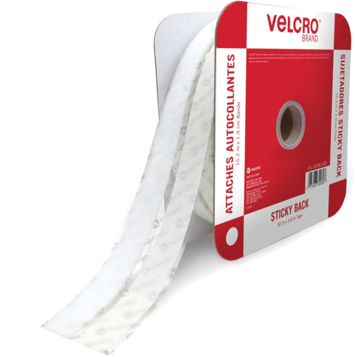VELCRO Brand Sticky-Back Fasteners, Removable Adhesive, 0.75 x 50 ft, White (VEK30080)