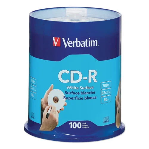 Verbatim CD-R Recordable Disc, 700 MB80 min, 52x, Spindle, White, 100Pack (VER94712)