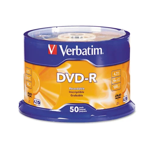 Verbatim DVD-R Recordable Disc, 4.7 GB, 16x, Spindle, Silver, 50Pack (VER95101)