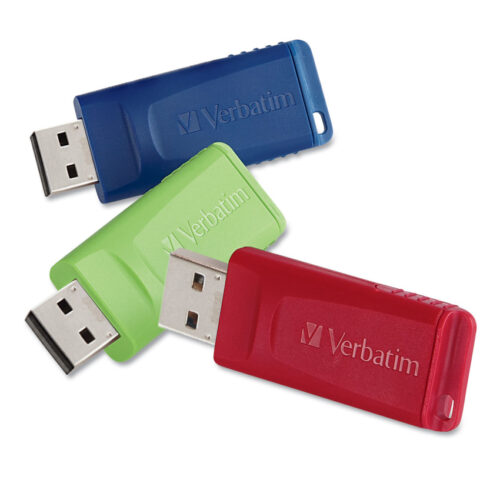Verbatim Store 'n' Go USB Flash Drive, 8 GB, Assorted Colors, 3Pack (VER98703)