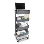 Vertiflex Adjustable Multi-Use Storage Cart and Stand-Up Workstation, 15.25 x 11 x 18.5 to 39, Gray (VRTVF51025)