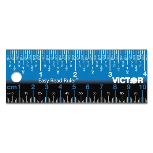 Victor Easy Read Stainless Steel Ruler, StandardMetric, 12.5 Long, Blue (VCTEZ12SBL)