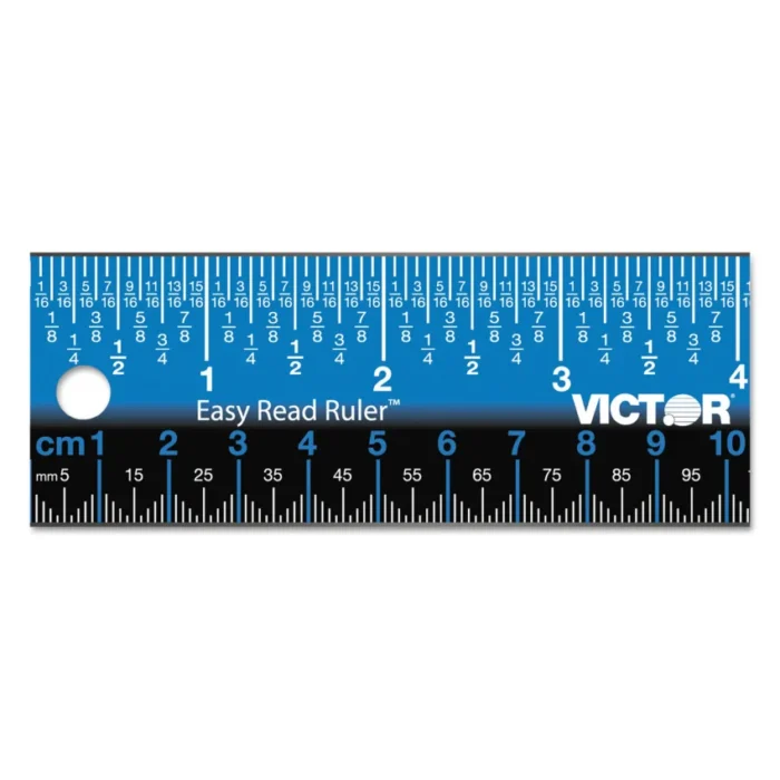 Victor Easy Read Stainless Steel Ruler, StandardMetric, 12.5 Long, Blue (VCTEZ12SBL)